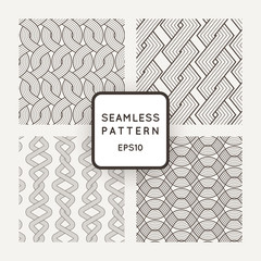 A set of four vector seamless patterns. Scythe. Ropes. Weaving. © Drekhann