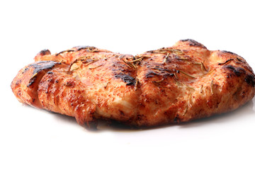 grilled chicken breast with chili peppers isolated on white background diet fitness healthy lifestyle