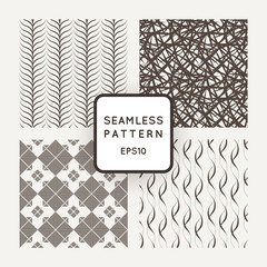 A set of four vector seamless patterns. Waves. Flowers.