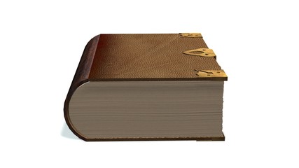 old leather books with metal claps isolated on white