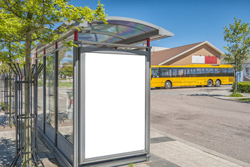 Blank Bus Stop Billboard Mockup