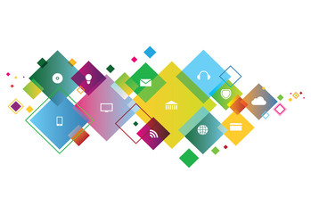 Vector digital cloud with media set icons