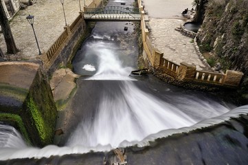 Artificial waterfall on river Psyrtsha in Abkhazia New Afon