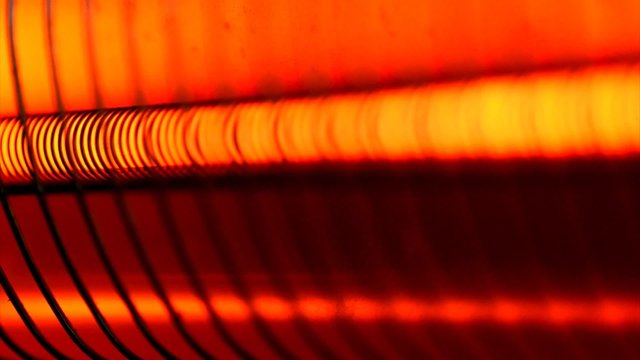 Glowing red hot electric heater macro shoot