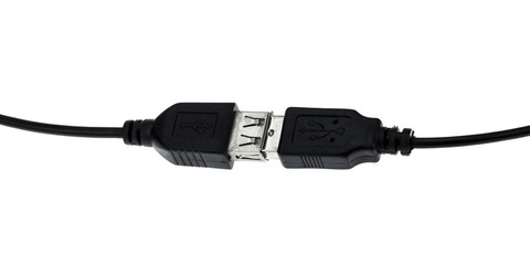  black usb plugs connect isolated on a white background