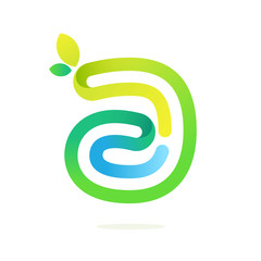 Obraz premium Letter A with green leaves eco logo.