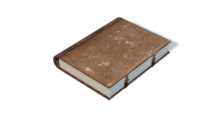 old book with metal claps isolated on white