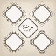 Set of vintage calligraphy frames
