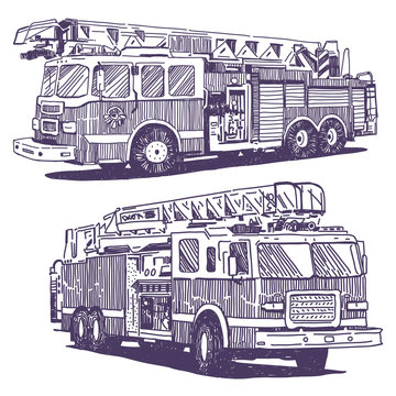 Firetruck vector drawings