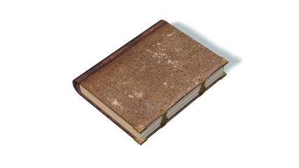 old book with metal claps isolated on white