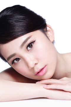Charming woman skin care face