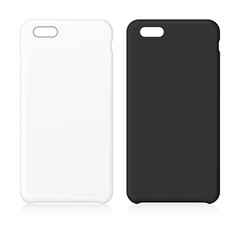 Blank phone case. Black and white Vector illustration