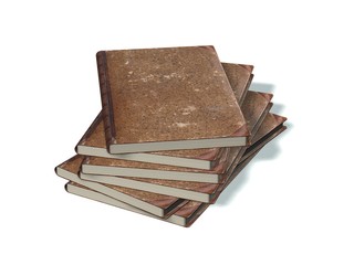 stack of old books isolated on white