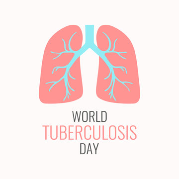 World Tuberculosis Day poster with illustration of lungs. Tuberculosis awareness sign. 24 March - Tuberculosis solidarity day. Vector illustration.