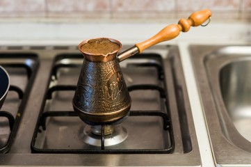 Coffee in Turkish on cook stove