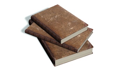 three old books isolated on white