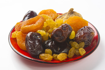 different mixed nuts and raisins
