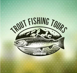 Fototapeta premium Vintage trout fishing emblems