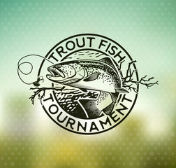 Vintage trout fishing emblems