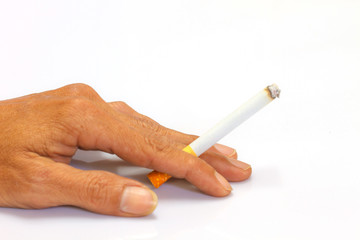 Cigarette in hand of men