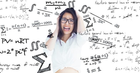 Composite image of female beauty screaming