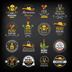 Naklejka premium Menu mexican logo and badge design.