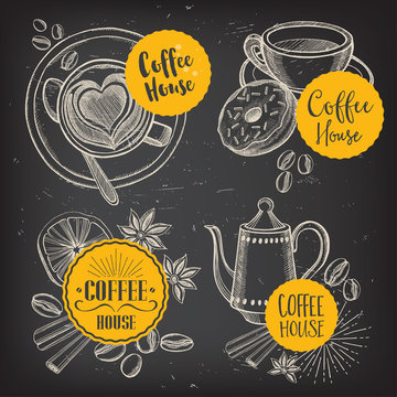 Coffee restaurant cafe menu, template design. 