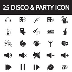 Disco and party icon set