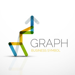 Abstract logo idea, linear chart or graph  business icon. Creative vector logotype design template
