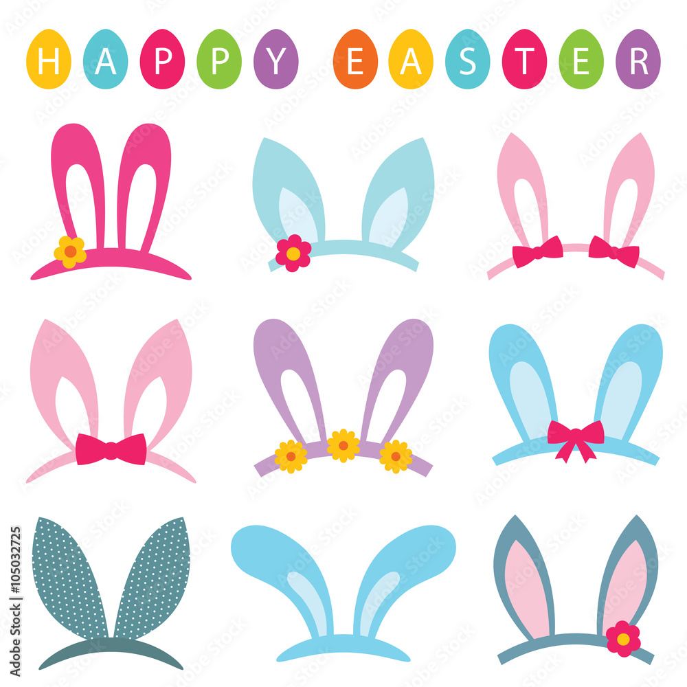 Wall mural Easter photo booth props set (bunny ears)