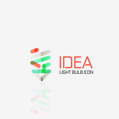 Logo, vector light bulb abstract linear geometric business icon. Idea concept