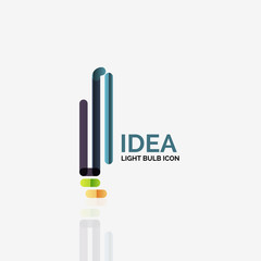 Logo, vector light bulb abstract linear geometric business icon. Idea concept