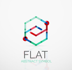 Logo - abstract minimalistic linear flat design. Business hi-tech geometric symbol, multicolored segments lines