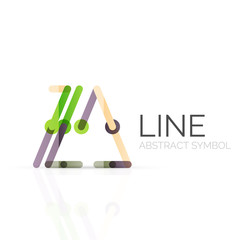 Linear abstract logo, connected multicolored segments of lines geometrical figure