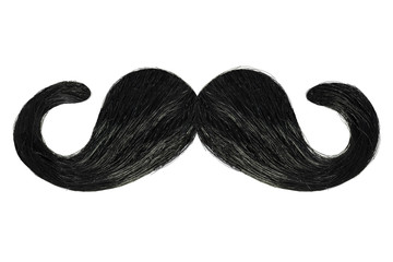 Curly mustache isolated on white