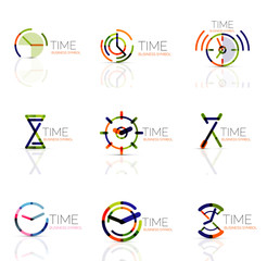 Linear time abstract logo set, connected multicolored segments