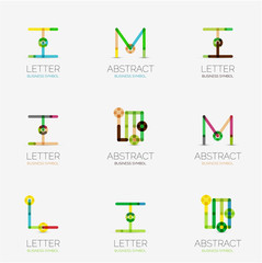 Set of linear abstract geometrical icons and logos