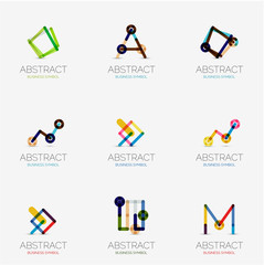 Set of linear abstract geometrical icons and logos