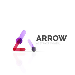Linear arrow abstract logo, connected multicolored segments of lines in directional pointer figure