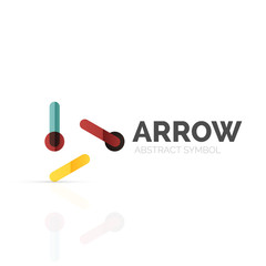 Linear arrow abstract logo, connected multicolored segments of lines in directional pointer figure
