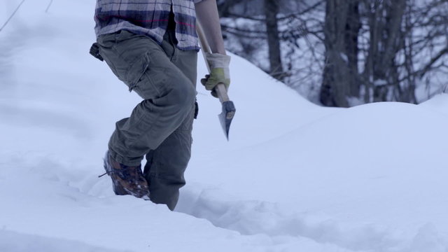 Walking on a snow path 