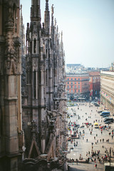 Naklejka premium architecture of the building the Duomo and views of the city Milan