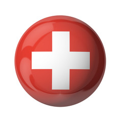 Switzerland flag, glassy ball