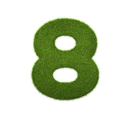 Set of grass numbers isolated on white