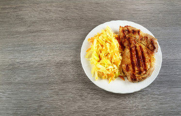 Meat with Vegetables. Healthy Food. Barbeque Steak Dinner