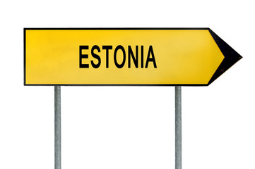 Yellow street concept sign Estonia isolated on white