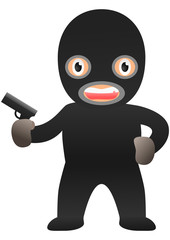 銀行強盗　目出し帽　グレー　銃