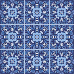 Portuguese azulejo tiles. Seamless patterns.