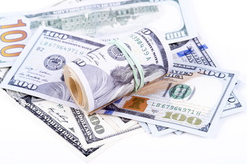 dollar banknotes on a white background