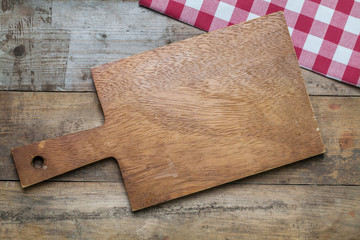 Empty vintage cutting board wooden food background concept